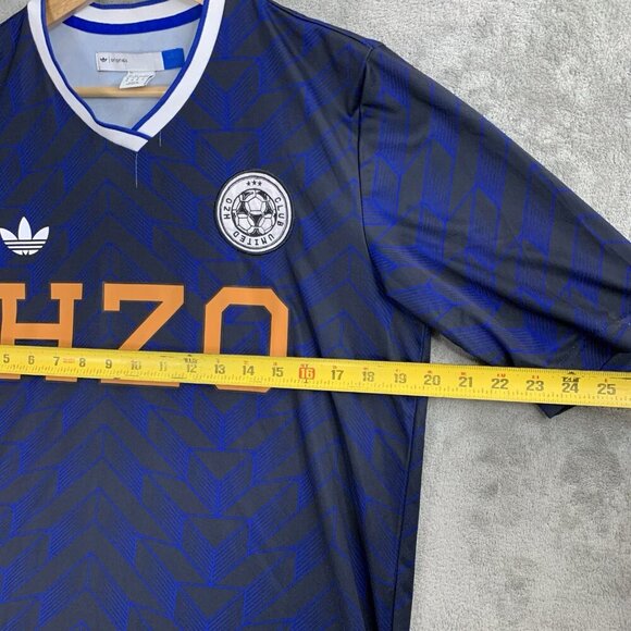 Adidas Jersey Mens Medium Blue HZO #3 United Club Soccer Football V-Neck Stretch - Picture 3 of 12